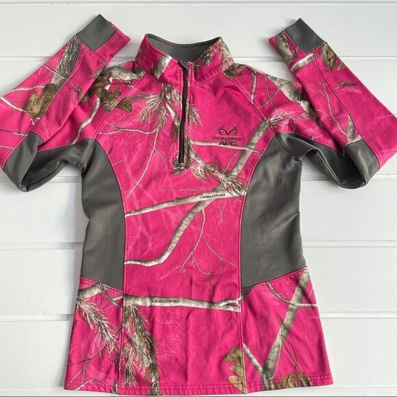 Realtree Ladies Jacket Performance Realtree Camo 1/4 Zip Mock Neck Pullover Top - Picture 4 of 12